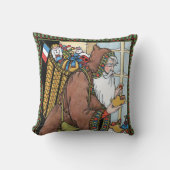 サンタ・クラウス玩具が下駄の靴を履くビンテージクリスマス クッション (正面)