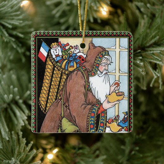 サンタ・クラウス玩具が下駄の靴を履くビンテージクリスマス セラミックオーナメント (ツリー)