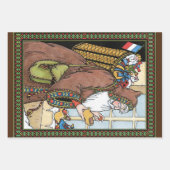 サンタ・クラウス玩具が下駄の靴を履くビンテージクリスマス ラッピングペーパーシート (正面2)