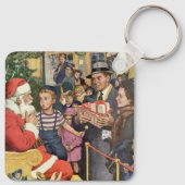 サンタ・クラウス・ラップの男の子、ヴィンテージ・クリスマス・ウィッシュ キーホルダー (裏面)