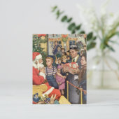 サンタ・クラウス・ラップの男の子、ヴィンテージ・クリスマス・ウィッシュ シーズンカード (スタンド正面)