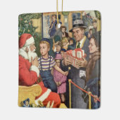 サンタ・クラウス・ラップの男の子、ヴィンテージ・クリスマス・ウィッシュ セラミックオーナメント (左)