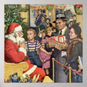 サンタ・クラウス・ラップの男の子、ヴィンテージ・クリスマス・ウィッシュ ポスター (正面)