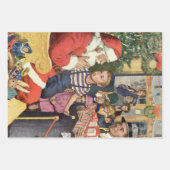 サンタ・クラウス・ラップの男の子、ヴィンテージ・クリスマス・ウィッシュ ラッピングペーパーシート (正面)