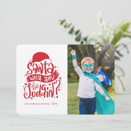 サンタ…クリスマスおもしろいのフォトカード シーズンカード (スタンド正面)