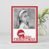 サンタ・クリスマスお洒落写真かわいいすてき帽子 シーズンカード (スタンド正面)