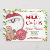 サンタ・クリスマスとミルクとクッキーのパーティー招待状 招待状 (正面/裏面)