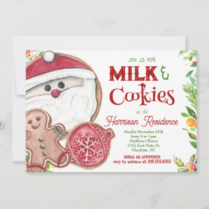 サンタ・クリスマスとミルクとクッキーのパーティー招待状 招待状