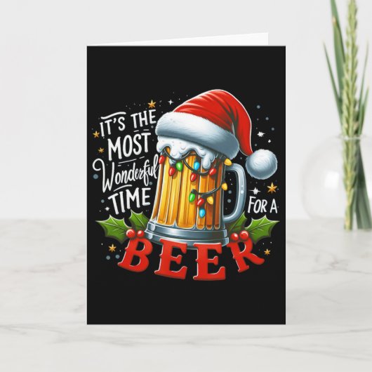 サンタ クリスマスにビールが飲める最も素敵な時期よ カード (正面)