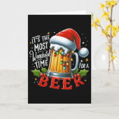 サンタ クリスマスにビールが飲める最も素敵な時期よ カード (黄色い花)