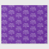 サンタ・クリスマスの紫色の名前の愛 ラッピングペーパー (フラット)