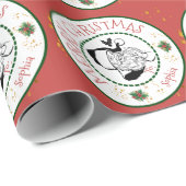 サンタ・クリスマスの赤と緑パーソナライズされた ラッピングペーパー (ロールコーナー)