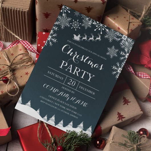サンタ・クリスマスの雪企業の片 招待状