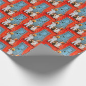 サンタ・クリスマスを見ているレトロなヴィンテージの子供たち ラッピングペーパー (角)