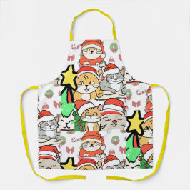 サンタ・クリスマスを飾る可愛い猫 エプロン