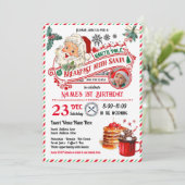 サンタ・クリスマスキッドと朝食誕生日写真 招待状 (スタンド正面)