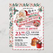 サンタ・クリスマスキッドと朝食誕生日写真 招待状 (正面/裏面)