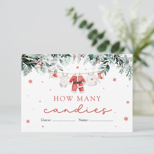 サンタ・クリスマスキャンディーズ赤ちゃんシャワーゲームの数 エンクロージャーカード (スタンド正面)