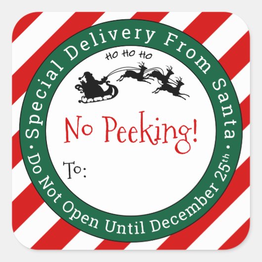 サンタ・クリスマスギフトタグからの特別な配達 スクエアシール (正面)