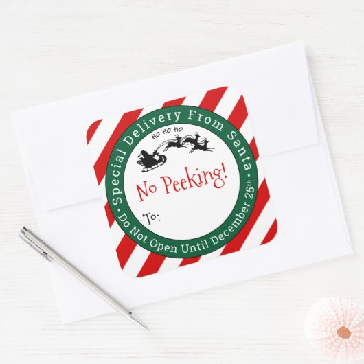 サンタ・クリスマスギフトタグからの特別な配達 スクエアシール (封筒)