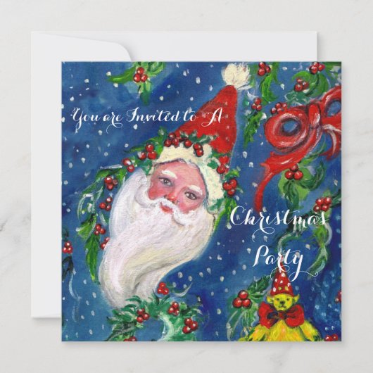 サンタ、クリスマスクラウンズ、ホリベリーホリデーパーティー 招待状 (正面)