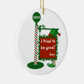 サンタ・クリスマスサイン小妖精や小人 セラミックオーナメント (右)