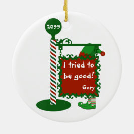 サンタ・クリスマスサイン小妖精や小人 セラミックオーナメント