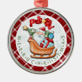 サンタ&クリスマスススそりセラミックスサークルオーナメント メタルオーナメント (正面)