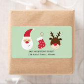 サンタ、クリスマスストッキングとトナカイ ラベル (インサイチュ)