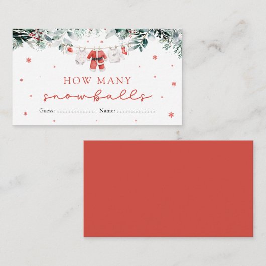 サンタ・クリスマススノーボールの赤ちゃんシャワーの数 エンクロージャーカード (正面/裏面)