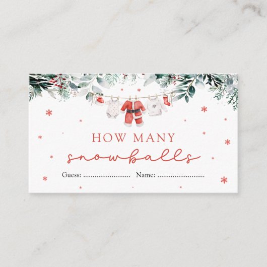 サンタ・クリスマススノーボールの赤ちゃんシャワーの数 エンクロージャーカード (正面)