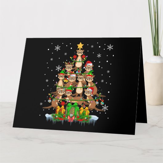 サンタ クリスマスツリー ライト フェレット 妖精 トナカイ 家族 F カード (正面)