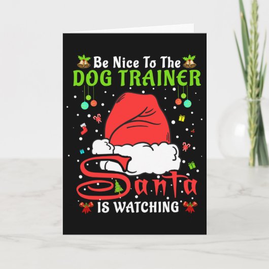 サンタ クリスマスパジャマ 犬のトレーナーに優しくして クリ カード (正面)