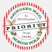サンタ・クリスマスプレゼントからの優先トナリーメール ラウンドシール (正面)