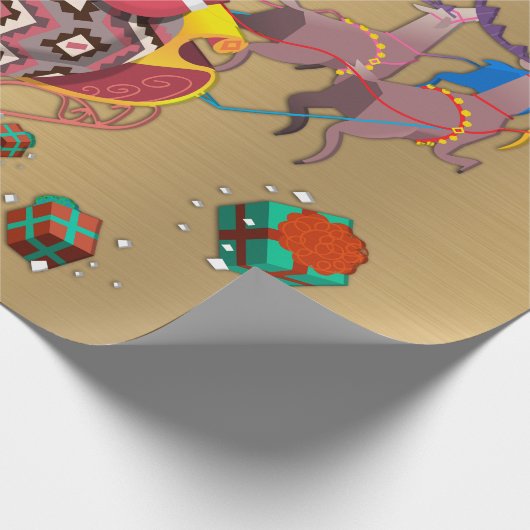 サンタ・クリスマスメリークリスマスそりパーソナライズ ラッピングペーパー (角)