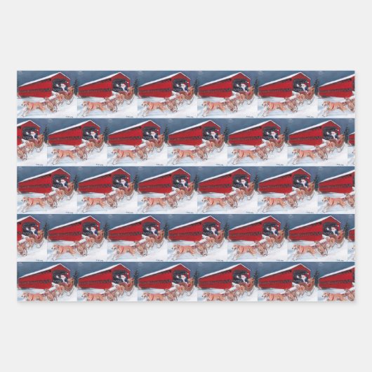 サンタ・クリスマスラップ付きサックス・ブリッジ/グレイハウンズ ラッピングペーパーシート (正面)