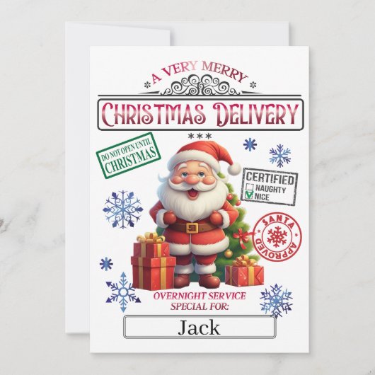 サンタ・クリスマス公式ニスリスト証明書 招待状 (正面)