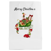 サンタ&クリスマス小妖精や小人DIY名前をカスタムする・オブ・チャイルド ミディアムペーパーバッグ (裏面)