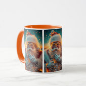 サンタ：クリスマス忙しプレゼントの準備をしている マグカップ (正面左)