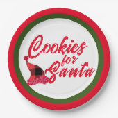 サンタ、クリスマス用のカスタマイズ可能なミルクとクッキー ペーパープレート (正面)