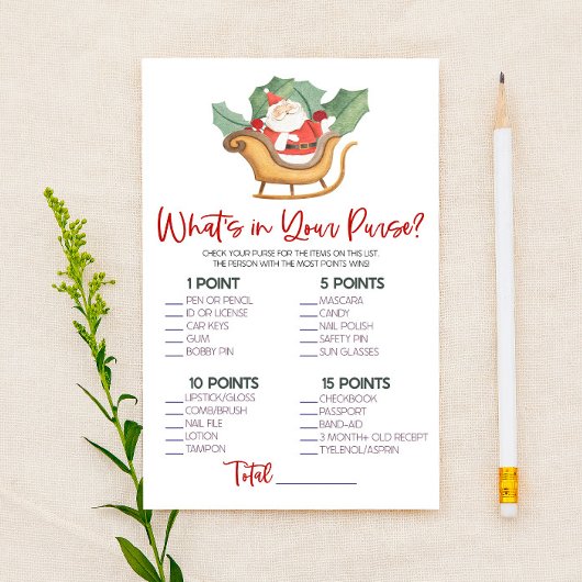 サンタ・クリスマス財布の赤ちゃんシャワーゲームの内容 便箋