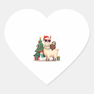 サンタ クリスマス おもしろい ラマ ナマケモノ Xmas (2) ハートシール