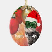 サンタ・クリスマス・キャット セラミックオーナメント (右)