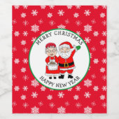 サンタ・クリスマス・クロース夫妻パーソナライズされた ワインラベル (シングルラベル)