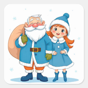 サンタ クリスマス ジョイ 冬の祭典 マジック 🎅❄️🎄✨ スクエアシール