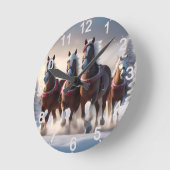 サンタ・クリスマス・スノーウマ ラウンド壁時計 (傾斜)