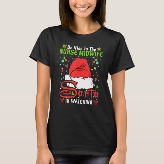 サンタ クリスマス パジャマ ナース 助産師 に 優しく Tシャツ (正面)