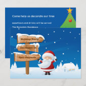 サンタ クリスマス ホリデー パーティー 招待状 (正面/裏面)