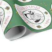 サンタ・クリスマスWrの赤とパーソナライズされた緑 ラッピングペーパー (ロールコーナー)