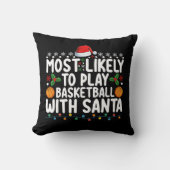 サンタ・クリスマ遊でバスケットボールをする可能性が最も高い クッション (正面)